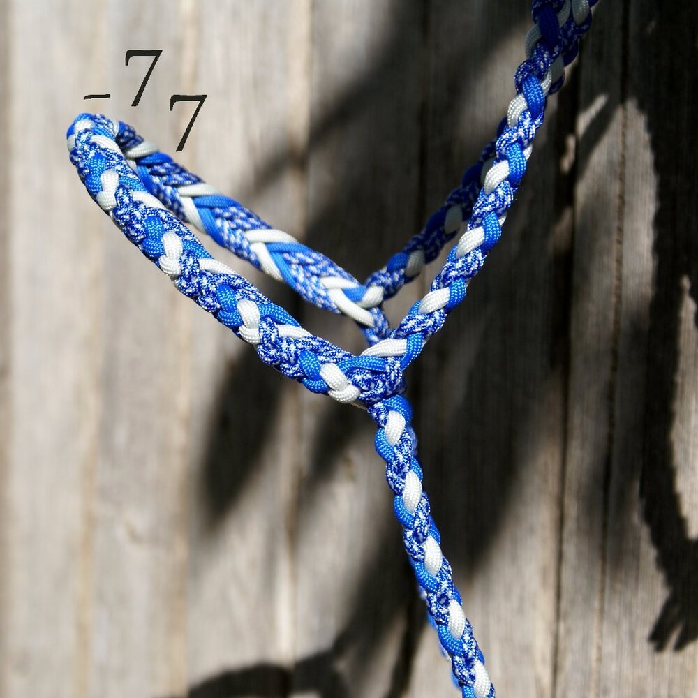 Handmade Braided Paracord Horse Loping Halter Hackamore w/ Yacht Rope Split Rein